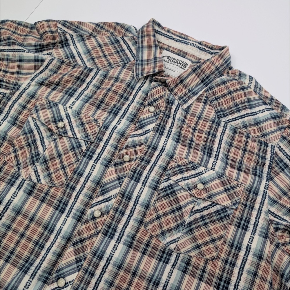 Mountain Khakis Multicolor Plaid Button Down Shirt Woven Texture.